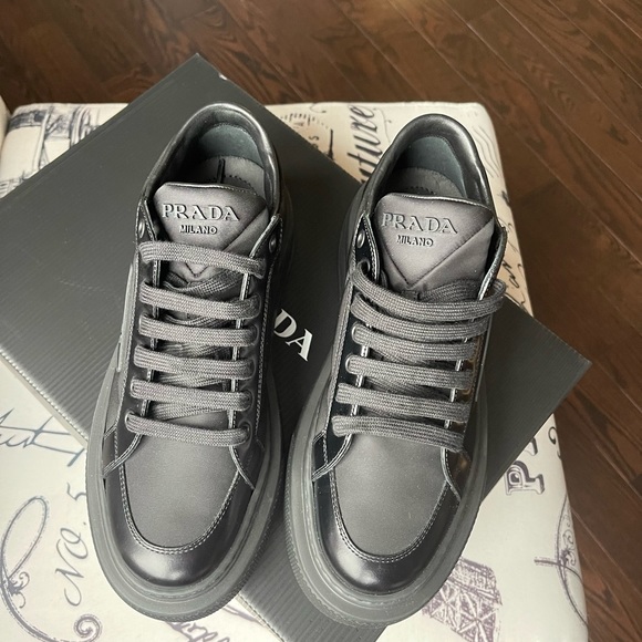*SOLD* Prada Macro Nylon &amp; Leather Platform Sneaker - Picture 9 of 10